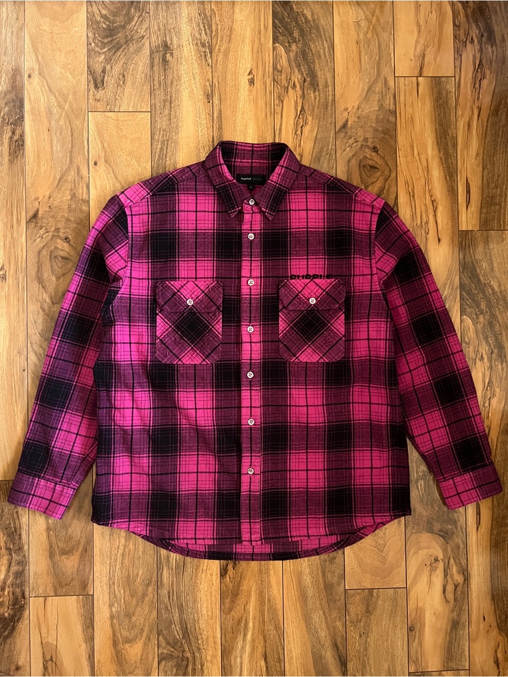 Purple Brand Overdyed Flannel Long Sleeve Shirt